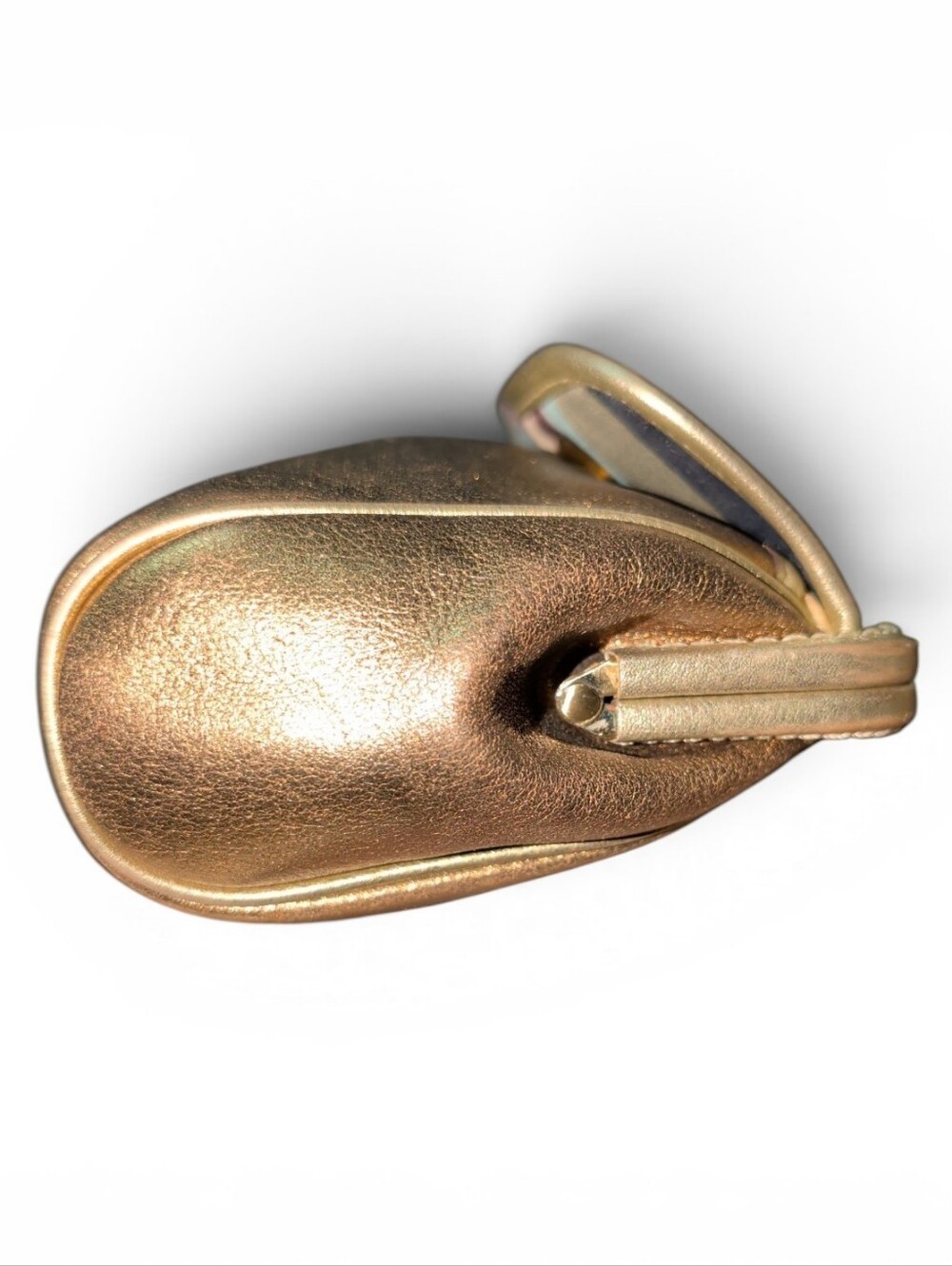 Y2K Bleecker Kisslock Metallic Bronze Leather Wristlet Clutch - Picture 3 of 9